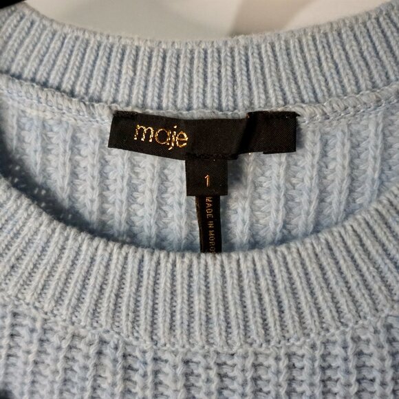 Maje Wool Blend Blue Crop Sweater Size FR 1 (Small) - Picture 9 of 15